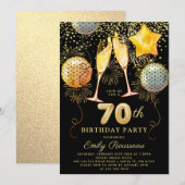 Invitation 0e fête d'anniversaire Gold Black Parties scintill (Devant / Derrière)