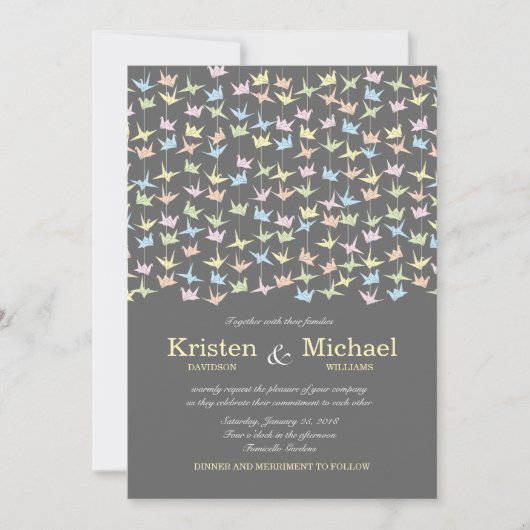 Invitation 1000 Hanging Origami Mariage de grues en papier (g (Devant)