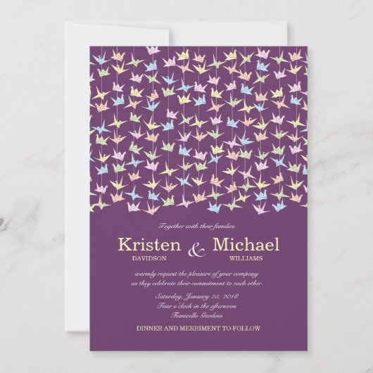 Invitation 1000 Hanging Origami Mariage de grues en papier (v (Devant)