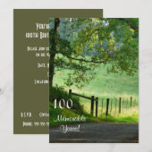Invitation 100 années mémorables/Fête d'anniversaire-Paysage (Devant / Derrière)