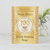 Invitation 100 ans Anniversaire Invitations, Lovely Personnal (Debout devant)