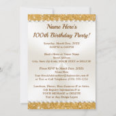 Invitation 100 ans Anniversaire Invitations, Lovely Personnal (Dos)