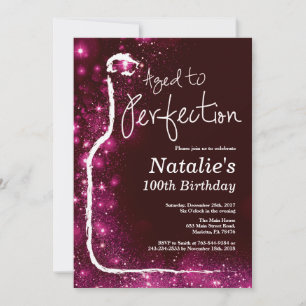 Invitation 100 ans Vin Anniversaire Vieilli à la Perfection R