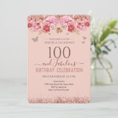 Invitation 100 et fabuleux Adulte Anniversaire rose Invitatio (Debout devant)