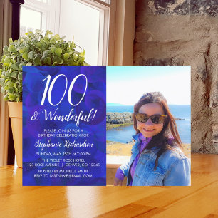 Invitation 100 et Merveilleux Royal Blue Photo Anniversaire
