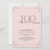 Invitation 100 & Fabuleux Blush Rose & Noir Anniversaire (Devant)