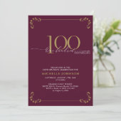 Invitation 100 & Fabuleux Burgundy Blanc & Or Anniversaire (Debout devant)