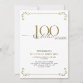 Invitation 100 & Fabuleux Noir Blanc & Or Anniversaire (Devant)