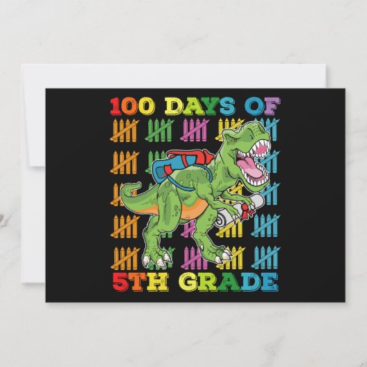 Invitation 100 Jours De 5E Année T Rex Dinosaur School (Devant)