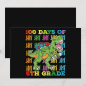 Invitation 100 Jours De 5E Année T Rex Dinosaur School (Devant / Derrière)