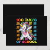 Invitation 100 Jours De L'École Unicorn Enseignant (Devant / Derrière)