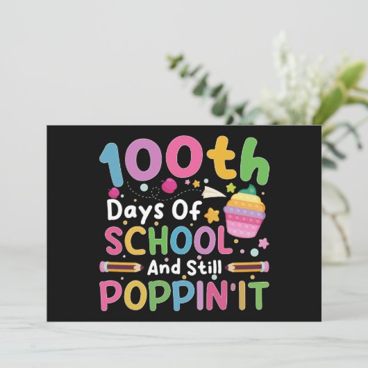 Invitation 100 jours d'école et fille toujours branchée (Debout devant)