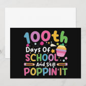 Invitation 100 jours d'école et fille toujours branchée (Devant / Derrière)