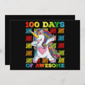 Invitation 100 Jours D'Une Impressionnante Unicorne 100ème Jo (Devant / Derrière)