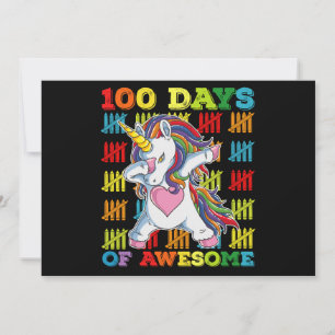 Invitation 100 Jours D'Une Impressionnante Unicorne 100ème Jo