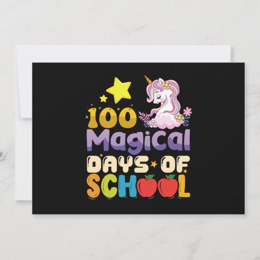 Invitation 100 Jours Magiques De L'École Unicorn Enseignant (Devant)