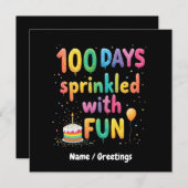 Invitation 100 Jours parsemés de plaisir à l'école de fête (Devant / Derrière)