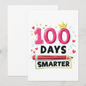 Invitation 100 Jours plus intelligents d'enseignant scolaire (Devant / Derrière)