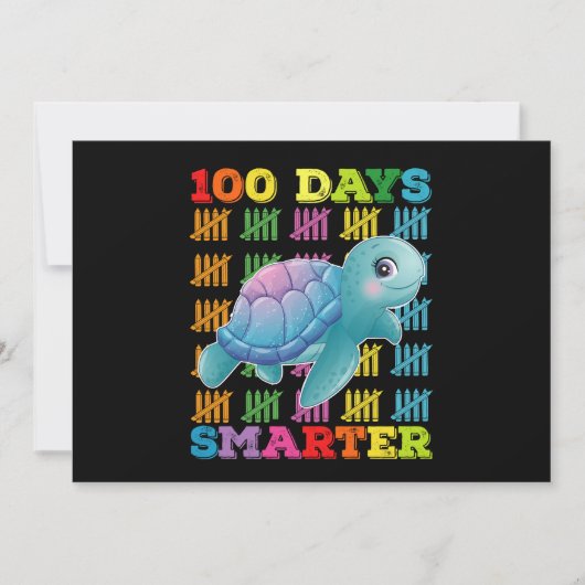 Invitation 100 Jours Tortue intelligente 100e Jour De L'École (Devant)