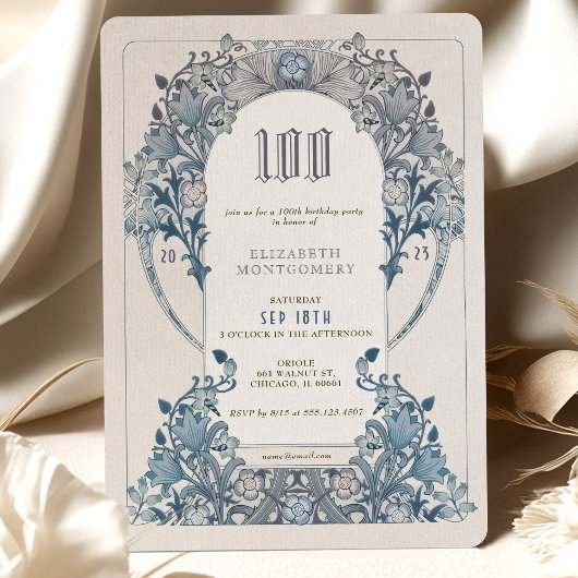 Invitation 100e anniversaire Art Nouveau W. Morris