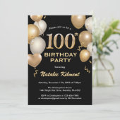 Invitation 100e anniversaire Ballons de Parties scintillant n (Debout devant)
