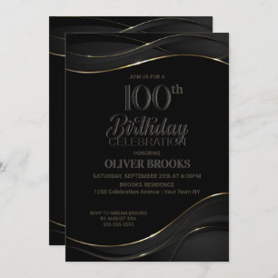 Invitation 100e anniversaire Black Grey Party