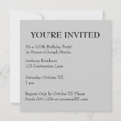 Invitation 100e anniversaire Black Silver| Numéro 100 (Dos)