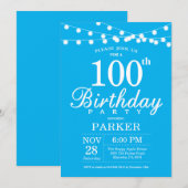 Invitation 100e anniversaire bleu (Devant / Derrière)