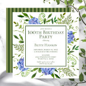 Invitation 100e anniversaire Blue Hydrangeas