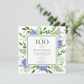 Invitation 100e anniversaire Blue Hydrangeas (Debout devant)