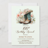 Invitation 100e anniversaire Bottes de fille Anniversaire Bru (Devant)