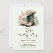 Invitation 100e anniversaire Bottes de fille et Casquette Ann (Devant)