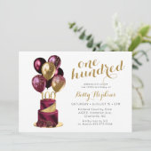 Invitation 100e anniversaire Burgundy Cake (Debout devant)