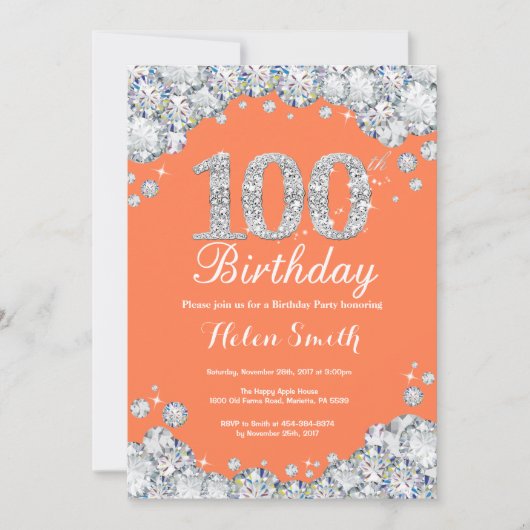 Invitation 100e anniversaire Corail Argent Diamant (Devant)