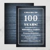 Invitation 100e anniversaire Country Wood Party (Devant / Derrière)
