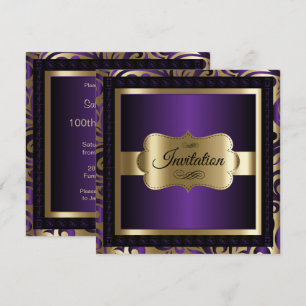 Invitation 100e anniversaire dans un Motif profond violet et 