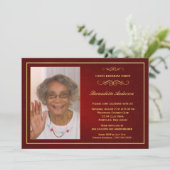 Invitation 100e anniversaire de la fête Classy Red Gold Photo (Debout devant)