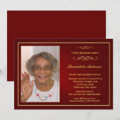Invitation 100e anniversaire de la fête Classy Red Gold Photo (Devant / Derrière)