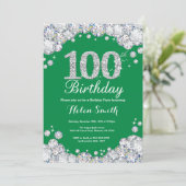 Invitation 100e anniversaire Diamant d'argent vert (Debout devant)