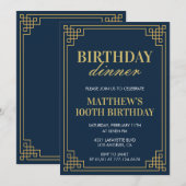 Invitation 100e anniversaire Dîner d'anniversaire (Devant / Derrière)