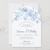 Invitation 100e anniversaire Diner Party Blue Floral Arch (Devant)