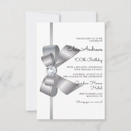 Invitation 100e anniversaire du Centenaire Bijoux Bow & Ribbo (Devant)