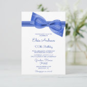 Invitation 100e anniversaire du Centenaire Bleu Bow & Ribbon (Debout devant)