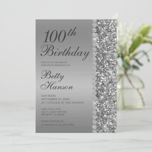 Invitation 100e anniversaire Elégant (Debout devant)