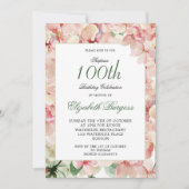 Invitation 100e anniversaire Elégante photo Floral Anniversai (Devant)
