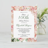 Invitation 100e anniversaire Elégante photo Floral Anniversai (Debout devant)