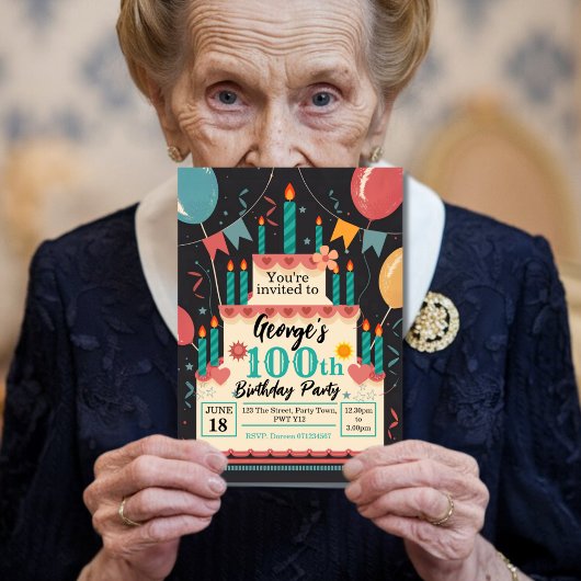 Invitation 100e anniversaire fête 100 ans fête