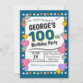Invitation 100e anniversaire fête 100 ans fête (Devant)