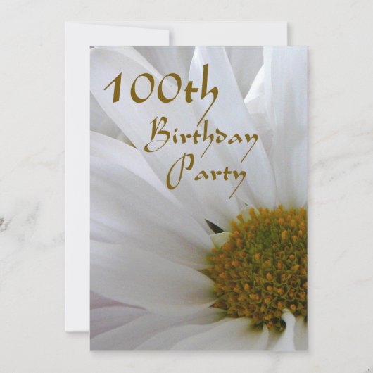 Invitation 100e anniversaire fête-Blancs Daisy (Devant)