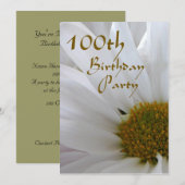 Invitation 100e anniversaire fête-Blancs Daisy (Devant / Derrière)